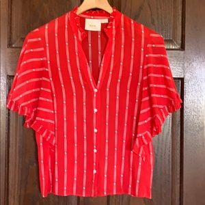 Anthropologie Maeve Red/Orange V-Neck button down